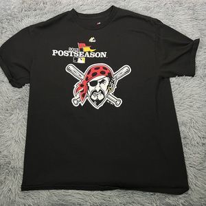 Pittsburg Pirates Adult Shirt XL Black Yellow Majestic 2013 Postseason Tee Mens